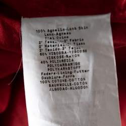 Pre Owned Emporio Armani Red Leather Zip Front Jacket M