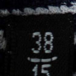 Pre Owned Emporio Armani Navy Blue Striped Cotton Knit Button Front Shirt S