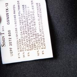 Pre Owned Emporio Armani Black Knit & Velvet Paneled Double Breasted Short Coat M