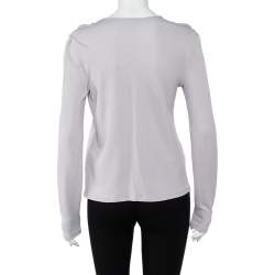 Pre Owned Emporio Armani Grey Knit Draped Detail Long Sleeve Top L