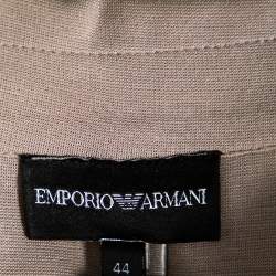 Pre Owned Emporio Armani Beige Modal Knit Button Front Lightweight Blazer M