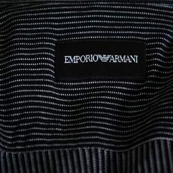 Pre Owned Emporio Armani Black Striped Knit Long Sleeve Shirt M