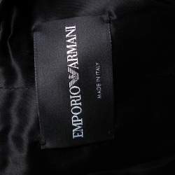 Pre Owned Emporio Armani Brown Animal Printed Fur Button Front Shrug S
