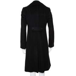 Pre Owned Emporio Armani Black Cashmere Button Front Coat S