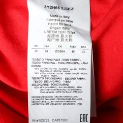 Pre Owned Emporio Armani Red Jersey Playful Elephant Print Silk Paneled Top S