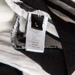 Pre Owned Emporio Armani White Cotton & Silk Striped Detail T-Shirt L