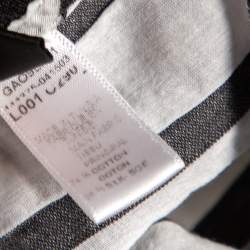 Pre Owned Emporio Armani White Cotton & Silk Striped Detail T-Shirt L
