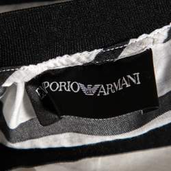 Pre Owned Emporio Armani White Cotton & Silk Striped Detail T-Shirt L