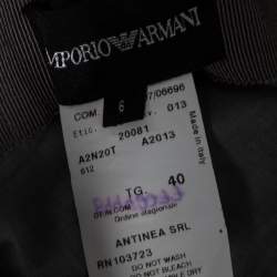 Pre Owned Emporio Armani Grey Linen Button Front Blazer & A- Line Skirt S