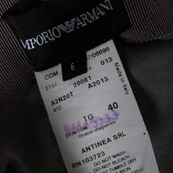 Pre Owned Emporio Armani Grey Linen Button Front Blazer & A- Line Skirt S