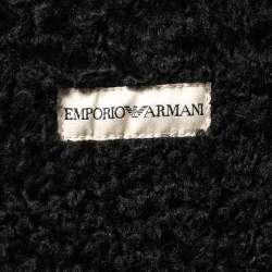 Pre Owned Emporio Armani Brown Fur Collar Detail Zip Front Jacket M