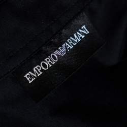 Pre Owned Emporio Armani Black Cotton Short Sleeve Front Button Shirt M 