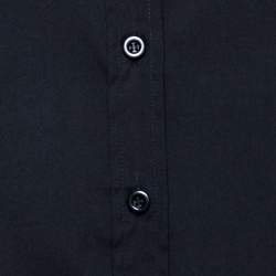 Pre Owned Emporio Armani Black Cotton Short Sleeve Front Button Shirt M 