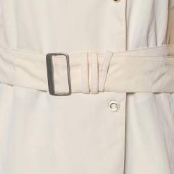 Pre Owned Emporio Armani Cream Double Breasted Belted Coat S