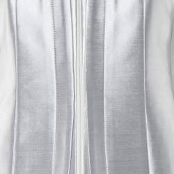 Pre Owned Emporio Armani Silver Silk Blend Zip Front Coat S