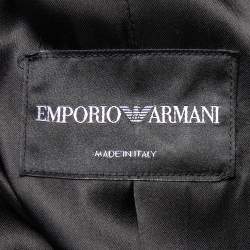 Pre Owned Emporio Armani Silver Silk Blend Zip Front Coat S