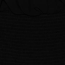 Pre Owned Emporio Armani Black Silk Smocked Sheer Top S