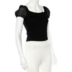 Pre Owned Emporio Armani Black Silk Smocked Sheer Top S