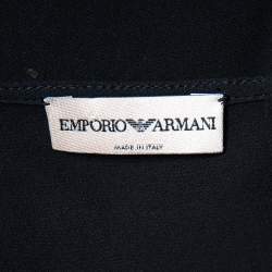 Pre Owned Emporio Armani Black Silk Smocked Sheer Top S