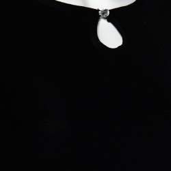 Pre Owned Emporio Armani Black Silk Knit Crystal Detail Long Sleeve Top M