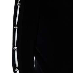 Pre Owned Emporio Armani Black Silk Knit Crystal Detail Long Sleeve Top M