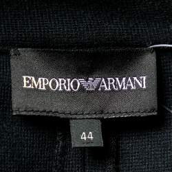 Pre Owned Emporio Armani Black Cotton Knit Button Front Jacket M