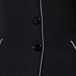 Pre Owned Emporio Armani Black Cotton Knit Button Front Jacket M