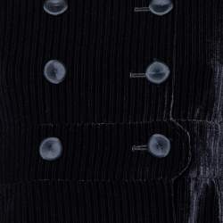 Pre Owned Emporio Armani Navy Blue Corduroy Double Breasted Jacket S