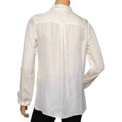 Emporio Armani Cream Silk Contrast Trim Detail Shirt M