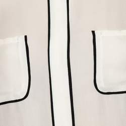 Emporio Armani Cream Silk Contrast Trim Detail Shirt M