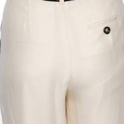 Emporio Armani Cream Silk Contrast Piped Trousers S