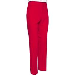 Pre Owned Emporio Armani Red Stretch Knit Contrast Waist Trim Detail Pants L