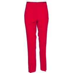 Pre Owned Emporio Armani Red Stretch Knit Contrast Waist Trim Detail Pants L
