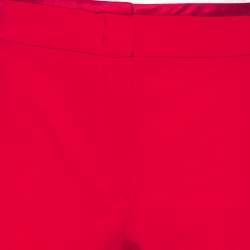 Pre Owned Emporio Armani Red Stretch Knit Contrast Waist Trim Detail Pants L