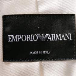 Pre Owned Emporio Armani Ivory Textured Crepe Double Breasted Blazer S