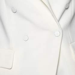 Pre Owned Emporio Armani Ivory Textured Crepe Double Breasted Blazer S