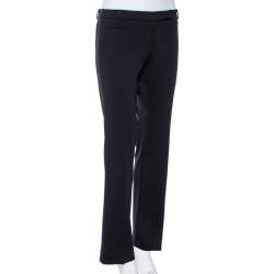 Pre Owned Emporio Armani Black Wool Tapered Leg Trousers S