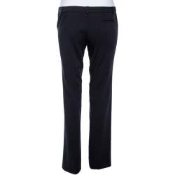Pre Owned Emporio Armani Black Wool Tapered Leg Trousers S