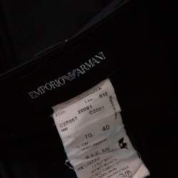 Pre Owned Emporio Armani Black Wool Tapered Leg Trousers S