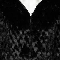 Pre Owned Emporio Armani Black Fur And Feather Trim Hook Front Shrug S