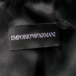 Pre Owned Emporio Armani Black Fur And Feather Trim Hook Front Shrug S