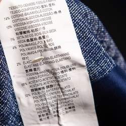 Pre Owned Emporio Armani Navy Blue Textured Cotton Button Front Jacket M