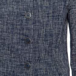 Pre Owned Emporio Armani Navy Blue Textured Cotton Button Front Jacket M