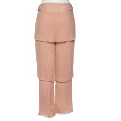 Pre Owned Emporio Armani Pink Plisse Layered Pants M