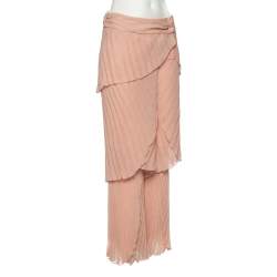Pre Owned Emporio Armani Pink Plisse Layered Pants M