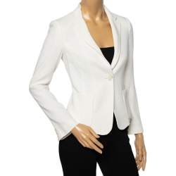 Pre Owned Emporio Armani White Crepe Single Breasted Blazer S