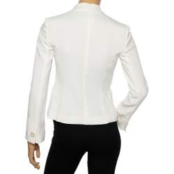 Pre Owned Emporio Armani White Crepe Single Breasted Blazer S