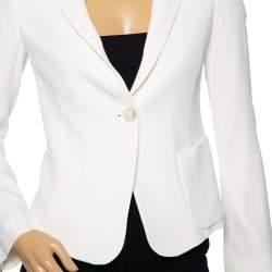 Pre Owned Emporio Armani White Crepe Single Breasted Blazer S