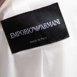 Pre Owned Emporio Armani White Crepe Single Breasted Blazer S