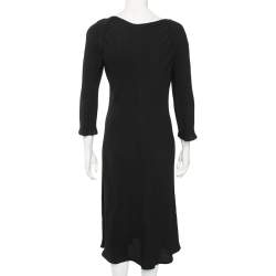 Pre Owned Emporio Armani Black Textured Crepe Midi Dress L